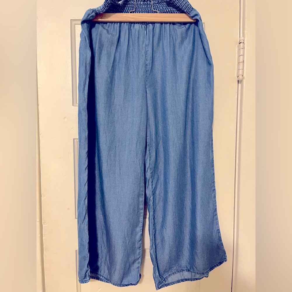 Michael by Michael Kors Elastic Waist Chambray Culottes